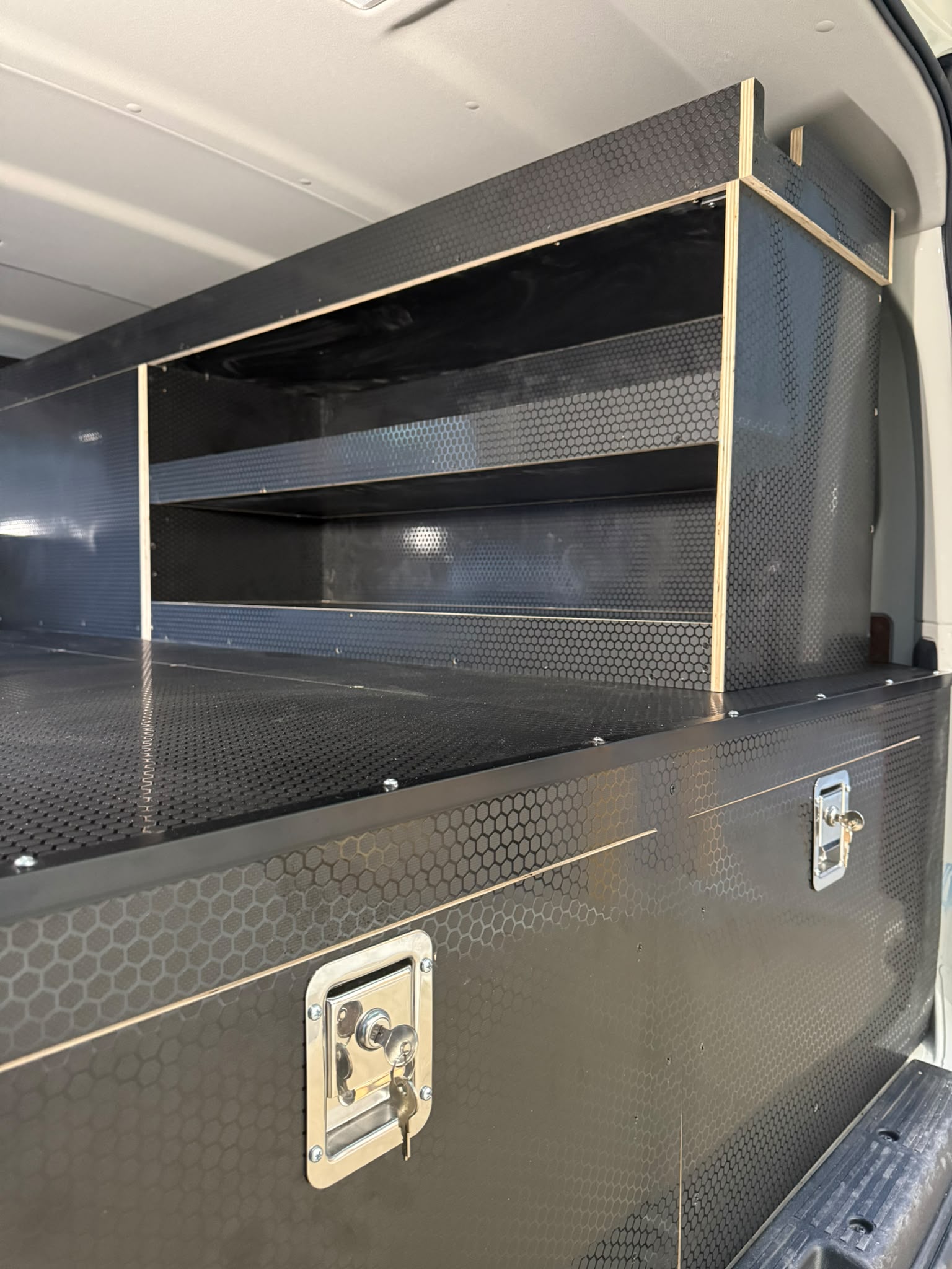 Van storage setup built for trade use